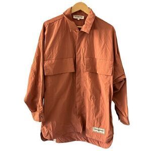 The Giving Movement Recycled Orange Snap Dolman Sleeves Oversized Shacket Size M